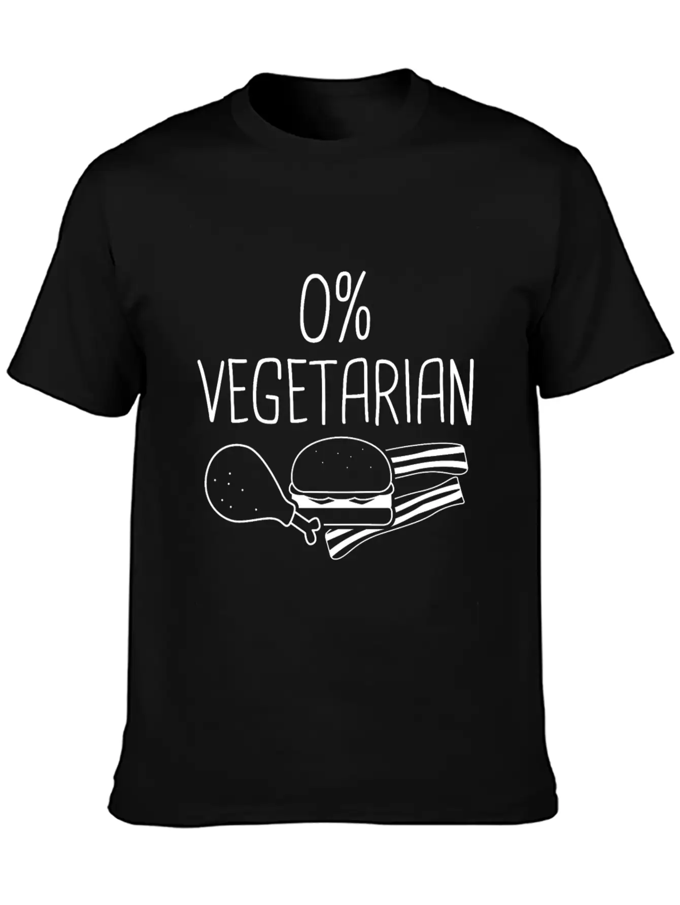 0% Vegetarian - Zero Percent Vegetarian Unisex Short Sleeve Soft Cotton T-Shirt – Casual Everyday Wear