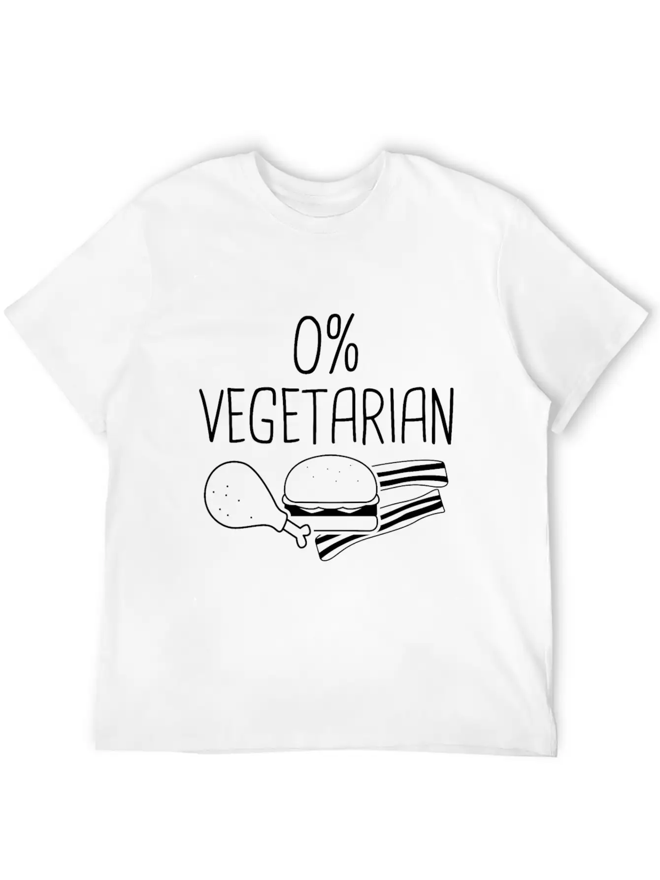 0% Vegetarian - Zero Percent Vegetarian Unisex Short Sleeve Soft Cotton T-Shirt – Casual Everyday Wear