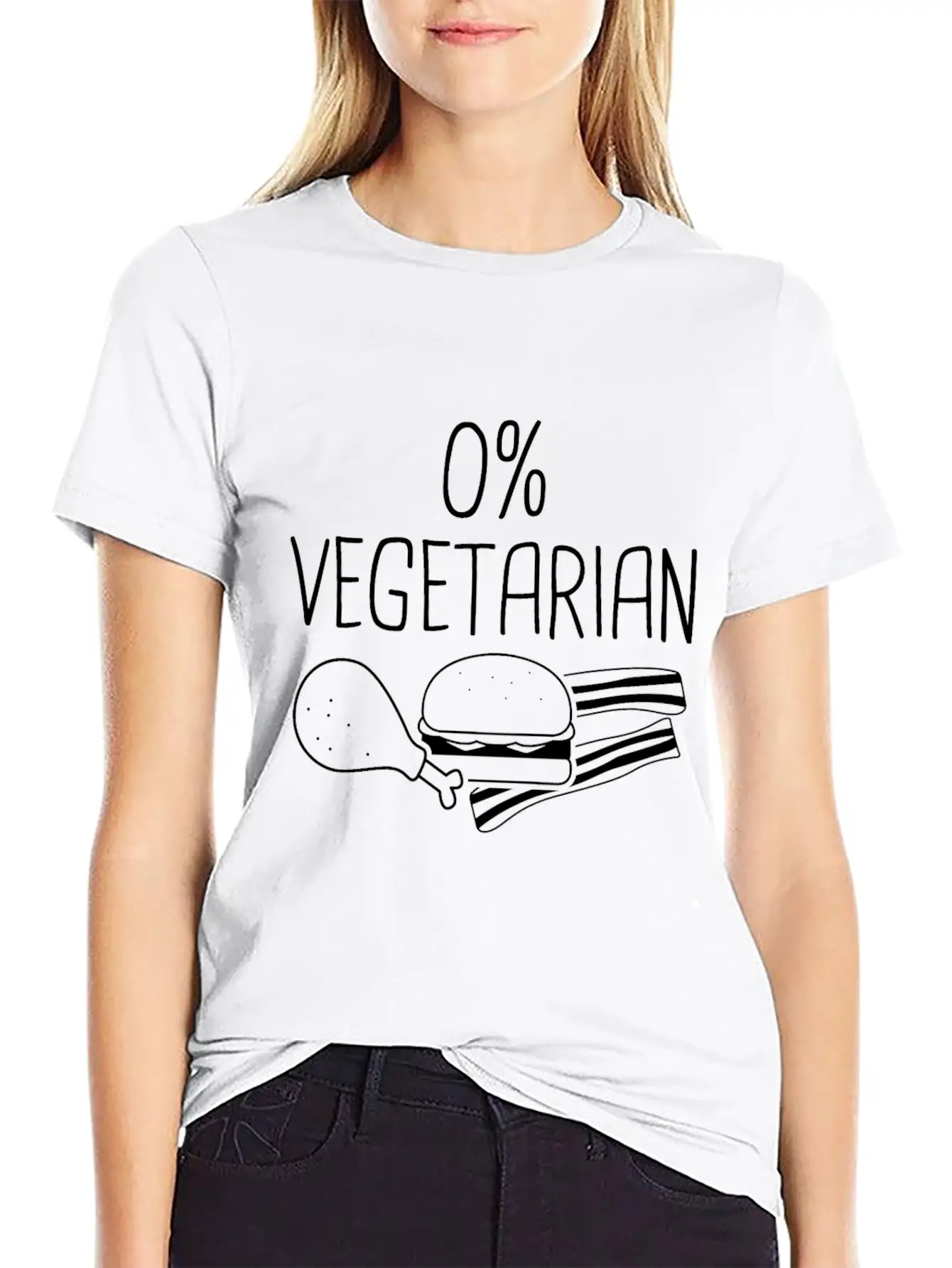 0% Vegetarian - Zero Percent Vegetarian Unisex Short Sleeve Soft Cotton T-Shirt – Casual Everyday Wear