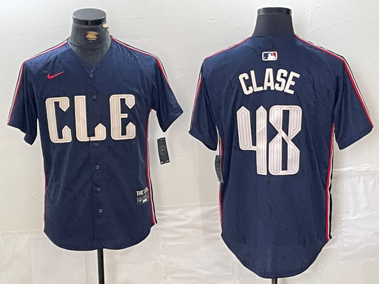 Men's Cleveland Guardians Emmanuel Clase #48 Navy 2024 City Connect Limited Jerseys