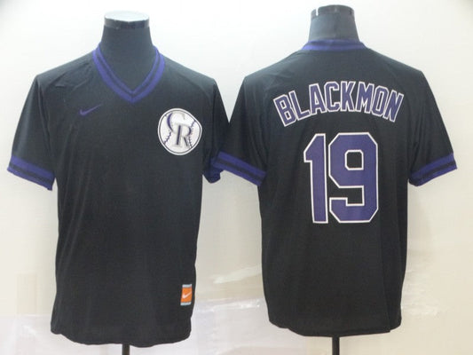 Men's Colorado Rockies Charlie Blackmon #19 Black Replica Baseball Jerseys