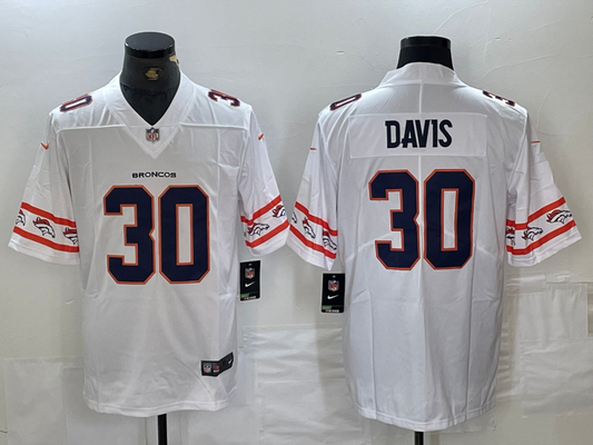 Men's Denver Broncos Terrell Davis #30 White Game Player Jerseys