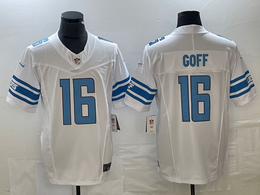 Men's Detroit Lions Jared Goff #16 White Player Game Jerseys