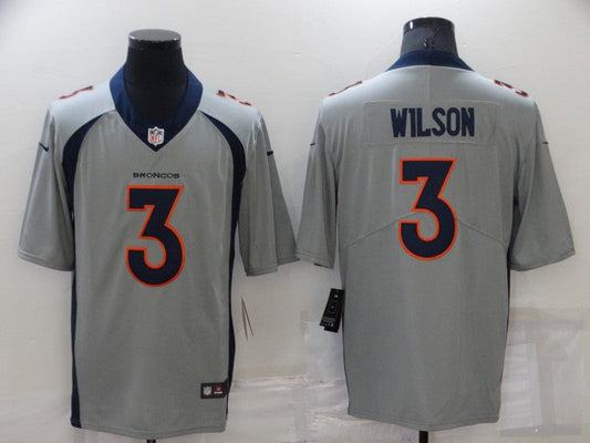 Men's Denver Broncos Russell Wilson #3 Gray Inverted Game Jerseys