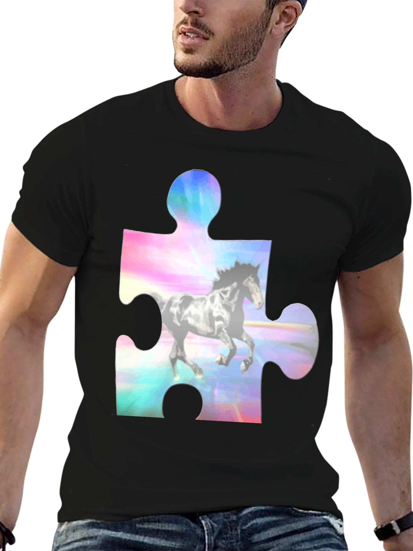 Horse Puzzle Piece Graphic T-Shirt