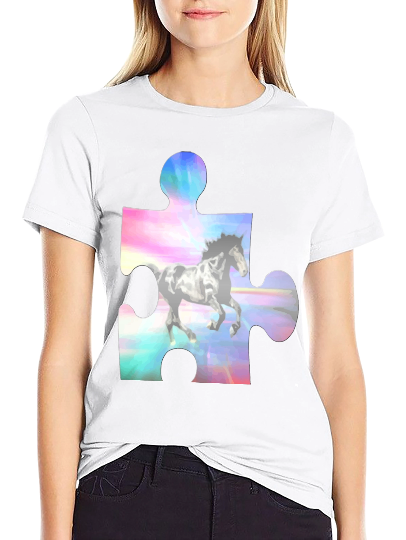 Horse Puzzle Piece Graphic T-Shirt