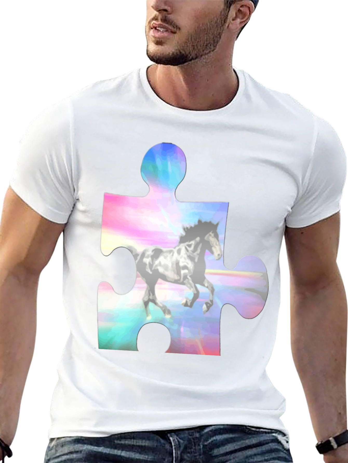 Horse Puzzle Piece Graphic T-Shirt