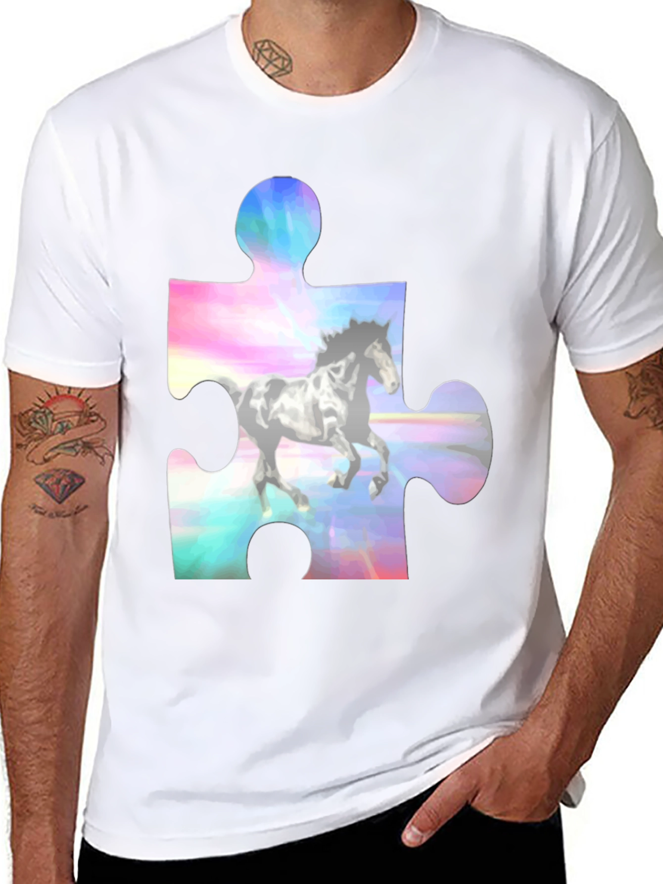 Horse Puzzle Piece Graphic T-Shirt