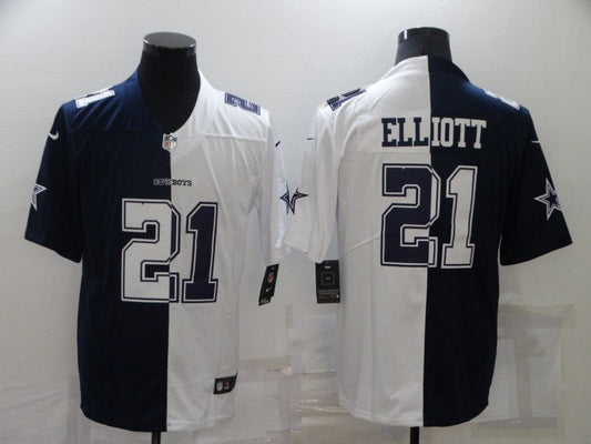 Men's Dallas Cowboys Ezekiel Elliott #21 Navy/White Game Jerseys