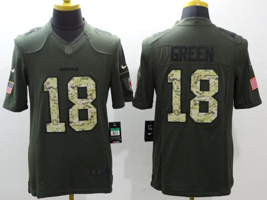 Men's Cincinnati Bengals A.J. Green #18 Army Green Game Jerseys