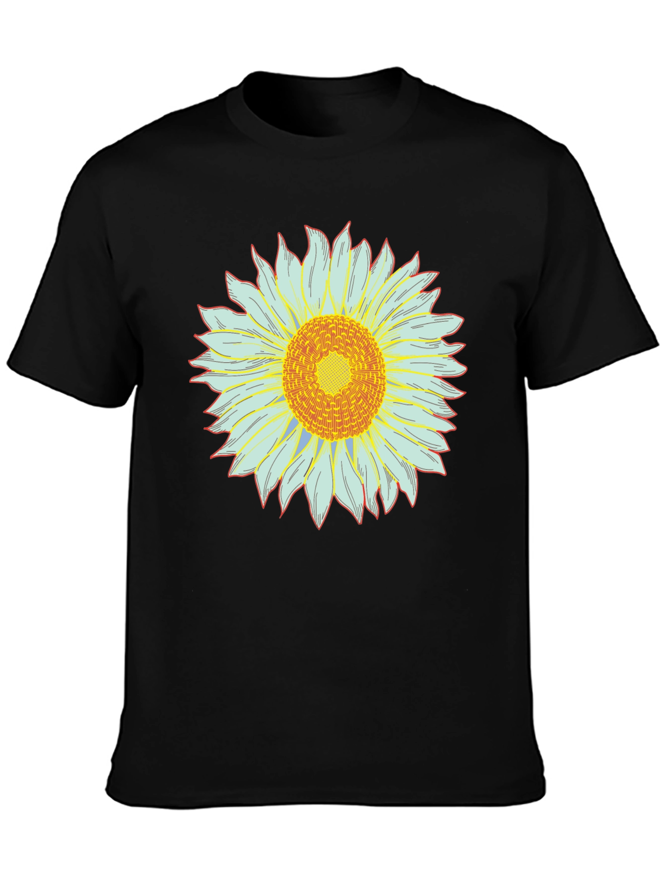 Sunflower Graphic Tee - Black Cotton Blend Casual Shirt