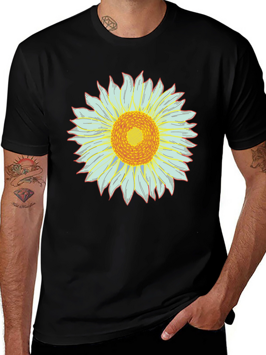 Sunflower Graphic Tee - Black Cotton Blend Casual Shirt
