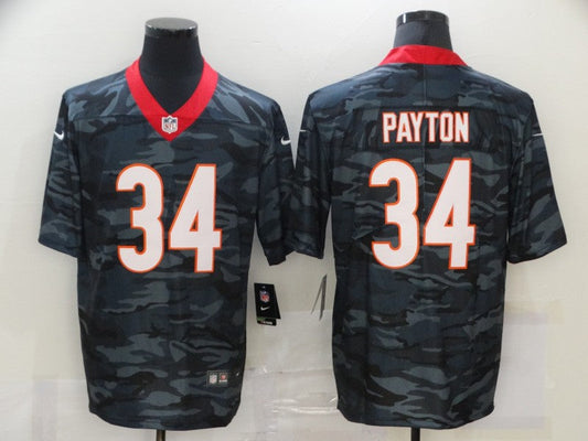 Men's Chicago Bears Walter Payton #34 Gray Camouflage Game Jerseys