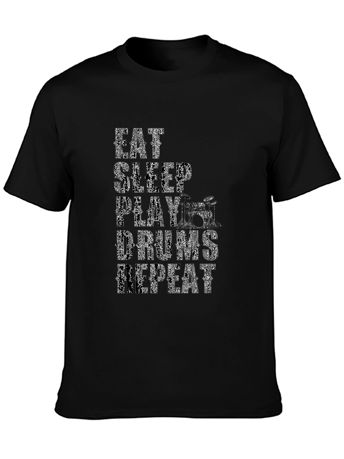 Eat Sleep Play Drums Repeat Black Graphic Tee