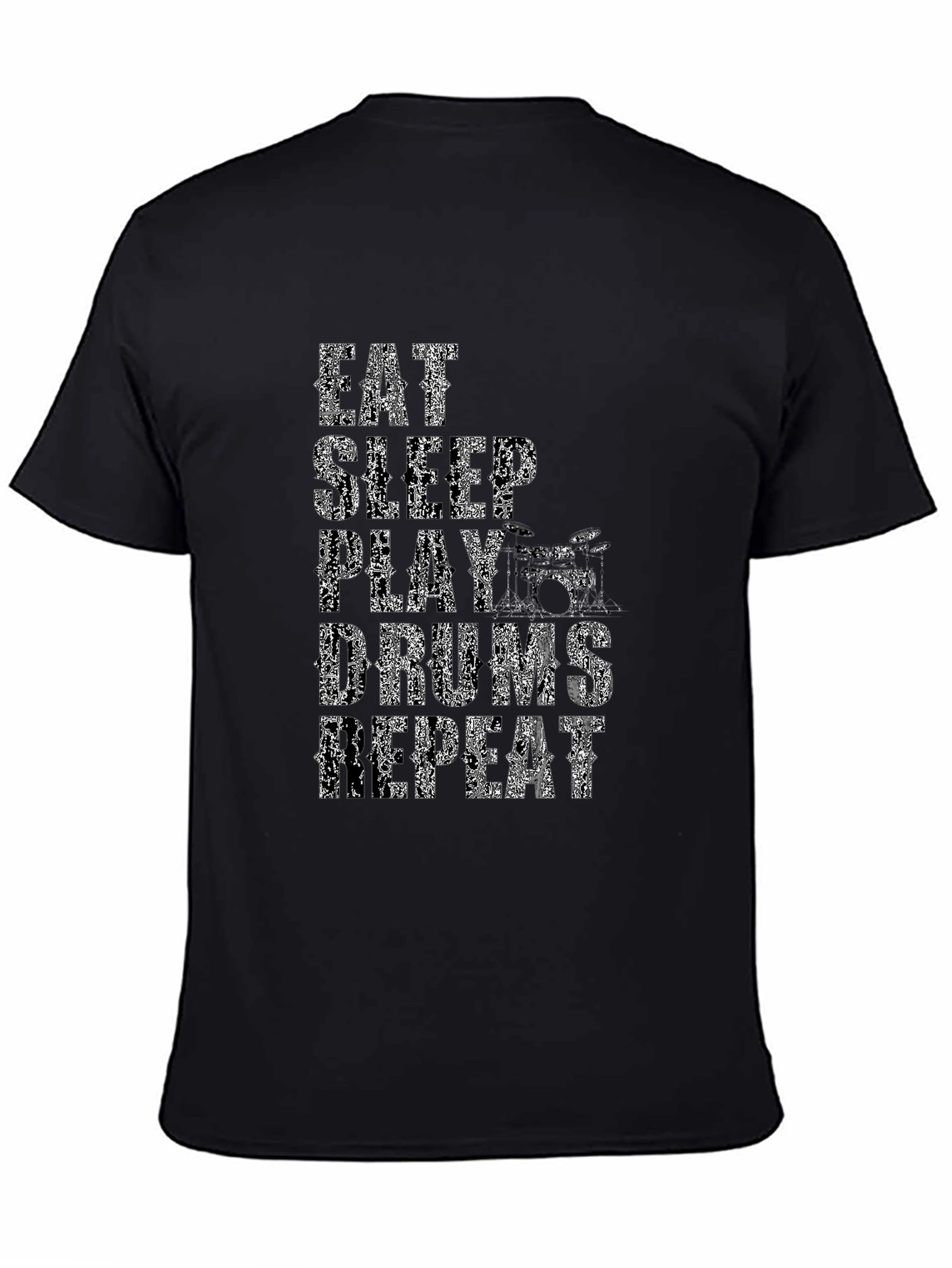 Eat Sleep Play Drums Repeat Black Graphic Tee