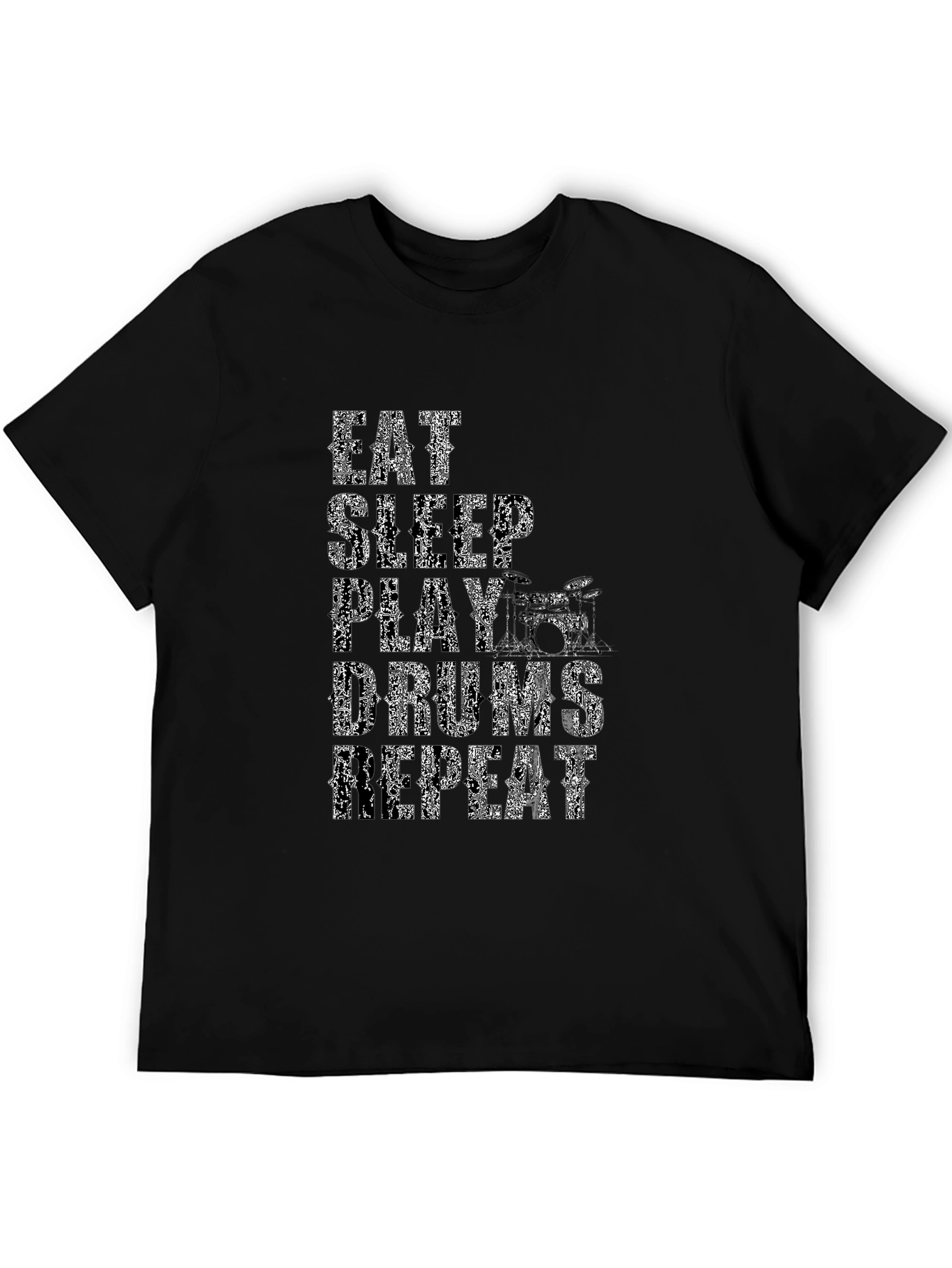 Eat Sleep Play Drums Repeat Black Graphic Tee