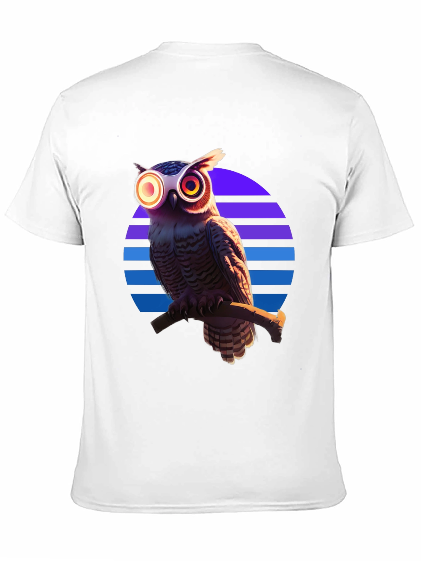 Retro Owl T-Shirt: Geometric Sunset Design