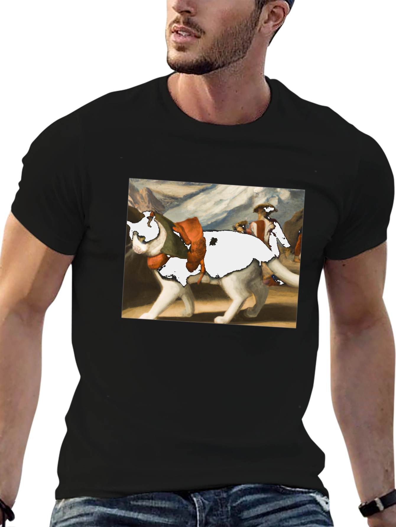 Cat on a Wolf Funny Graphic Tee