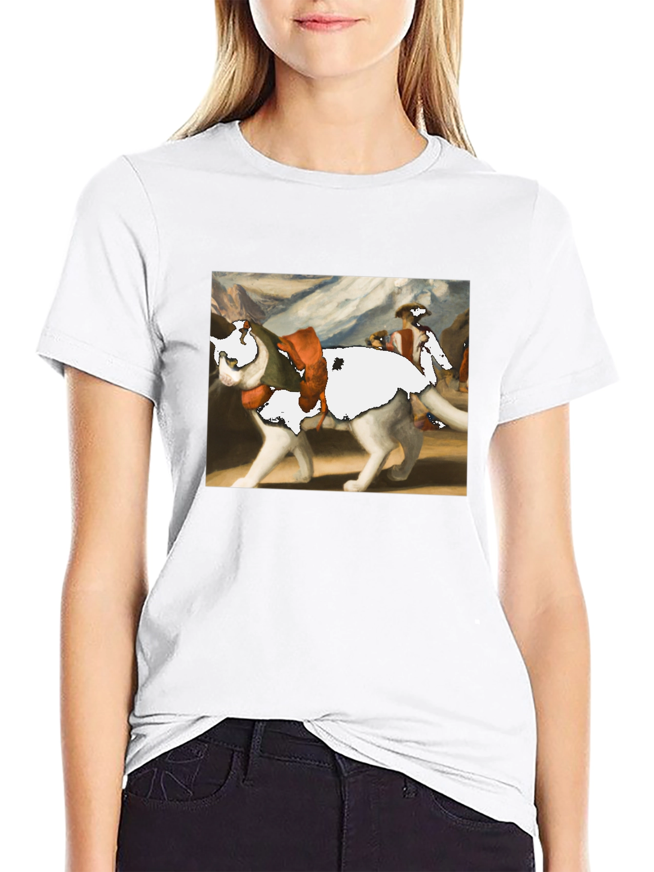 Cat on a Wolf Funny Graphic Tee