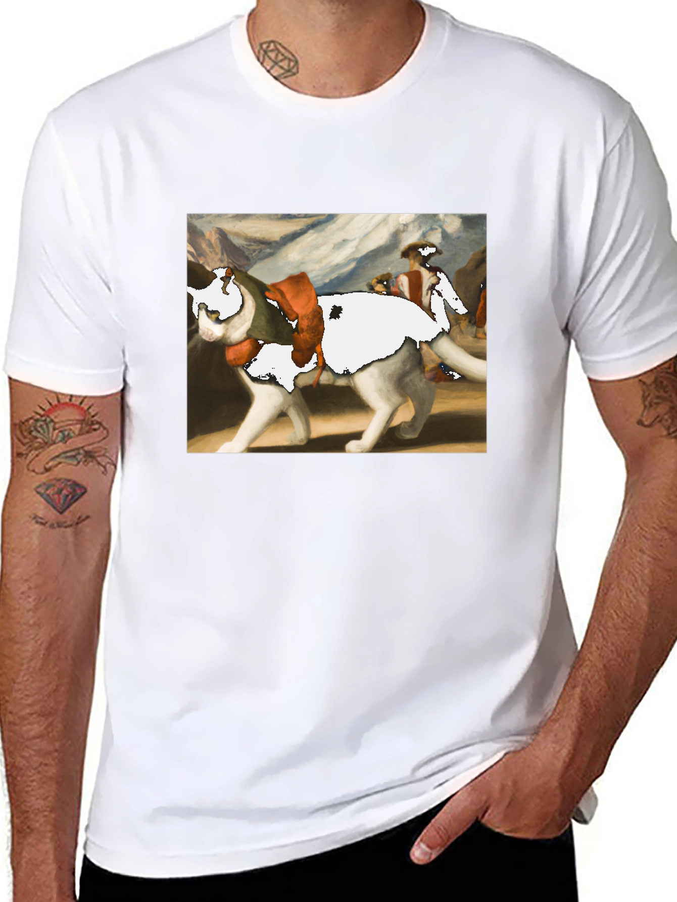 Cat on a Wolf Funny Graphic Tee