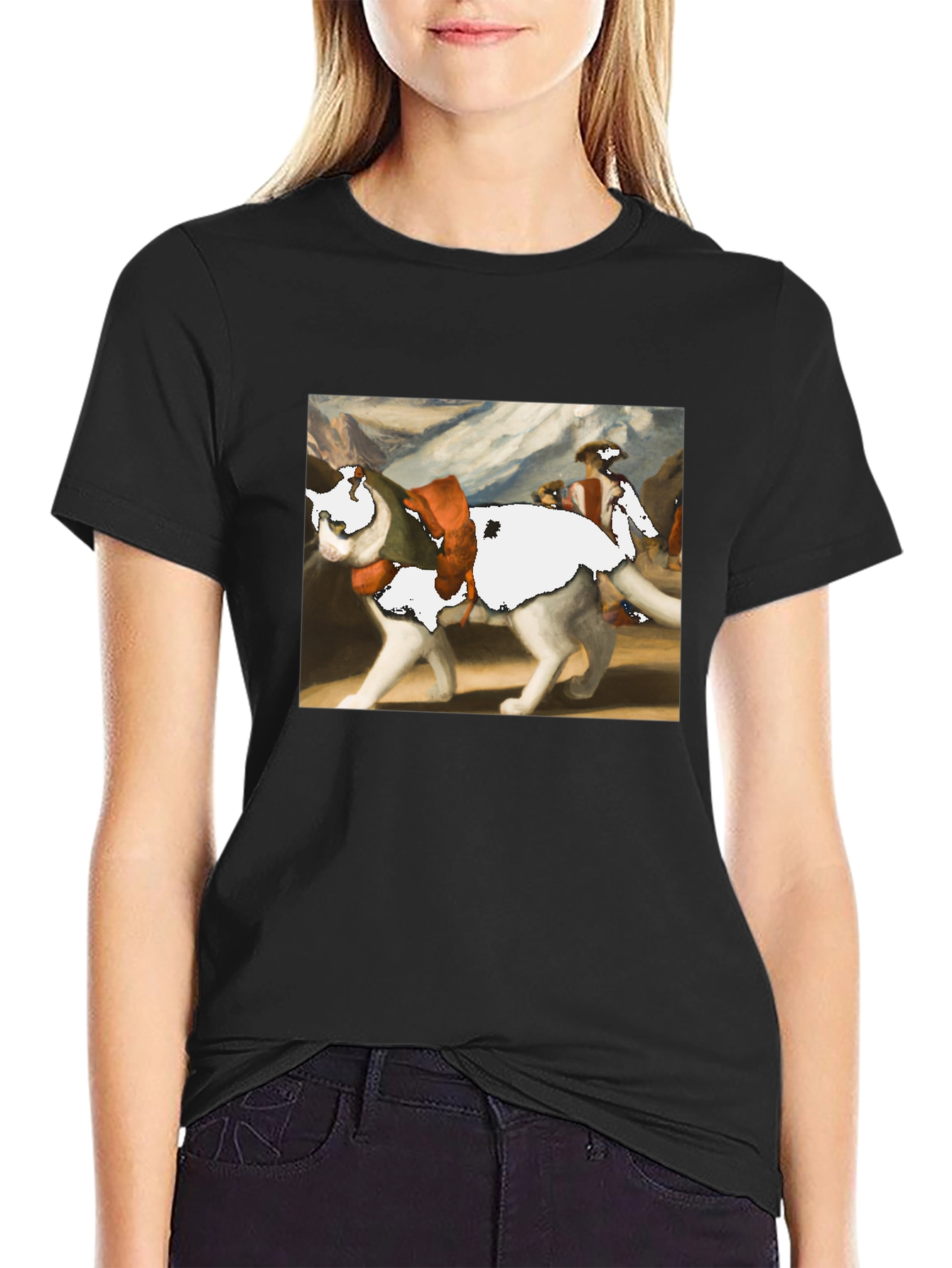 Cat on a Wolf Funny Graphic Tee