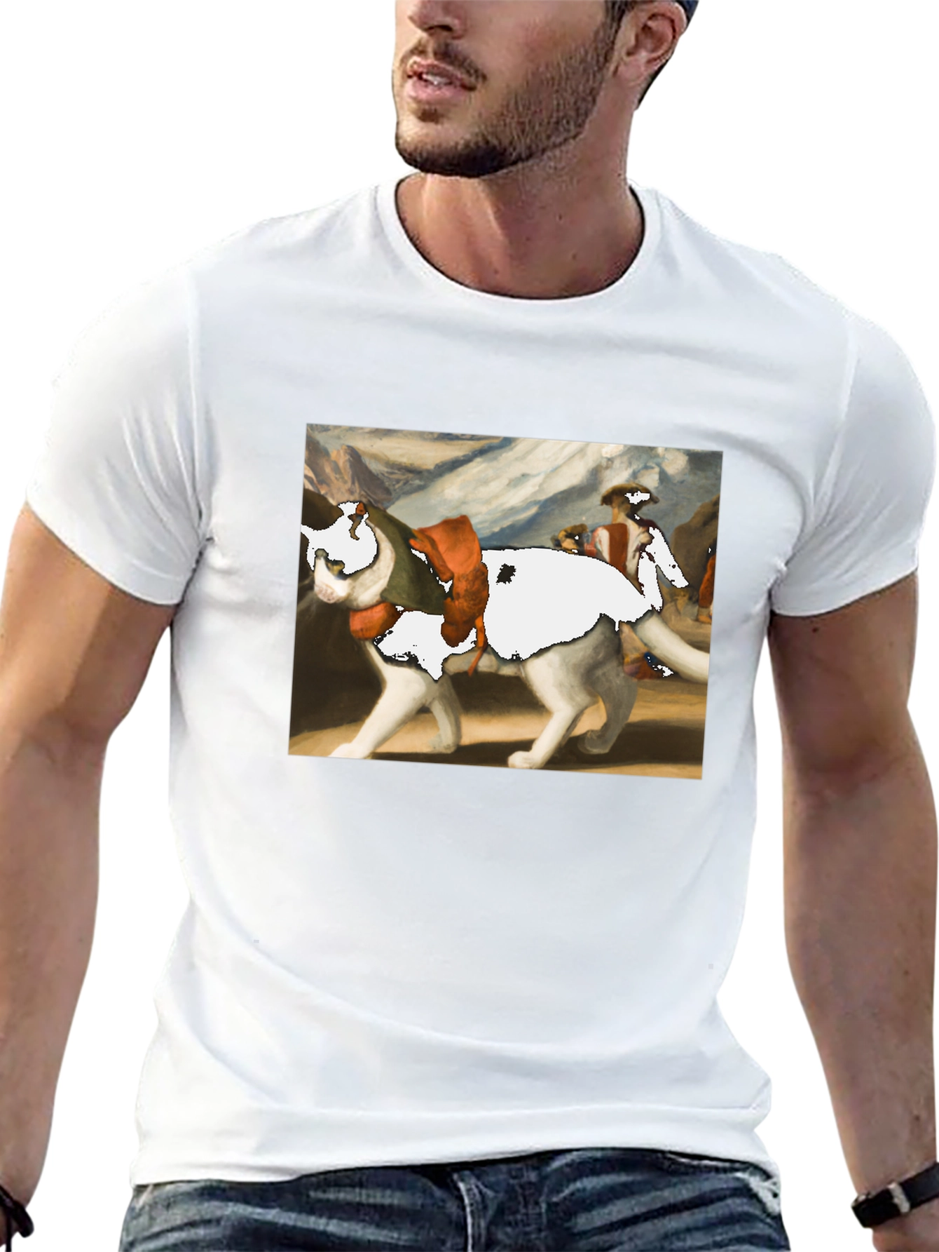 Cat on a Wolf Funny Graphic Tee