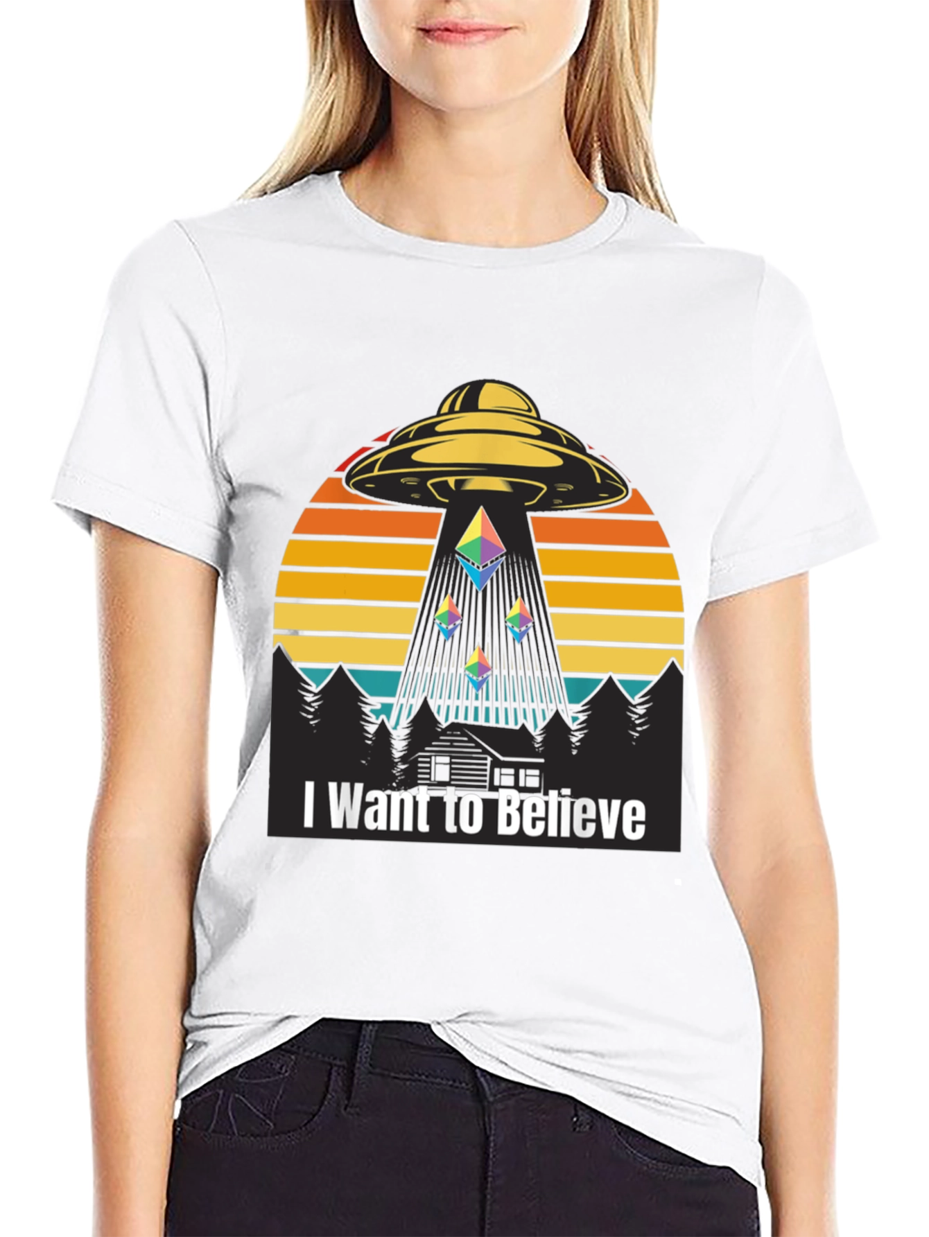 I Want To Believe Alien Abduction Ethereum Crypto T-Shirt