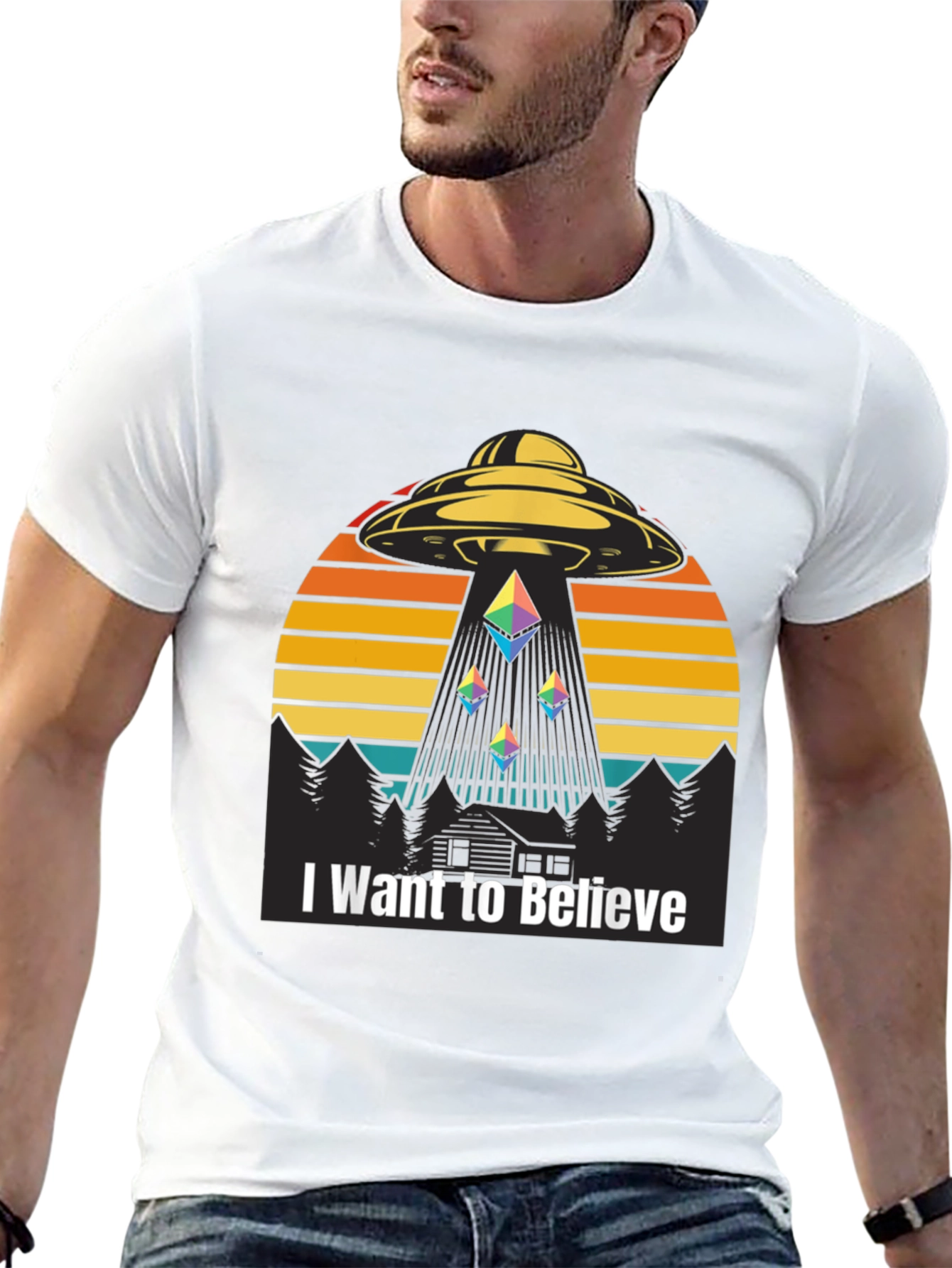 I Want To Believe Alien Abduction Ethereum Crypto T-Shirt