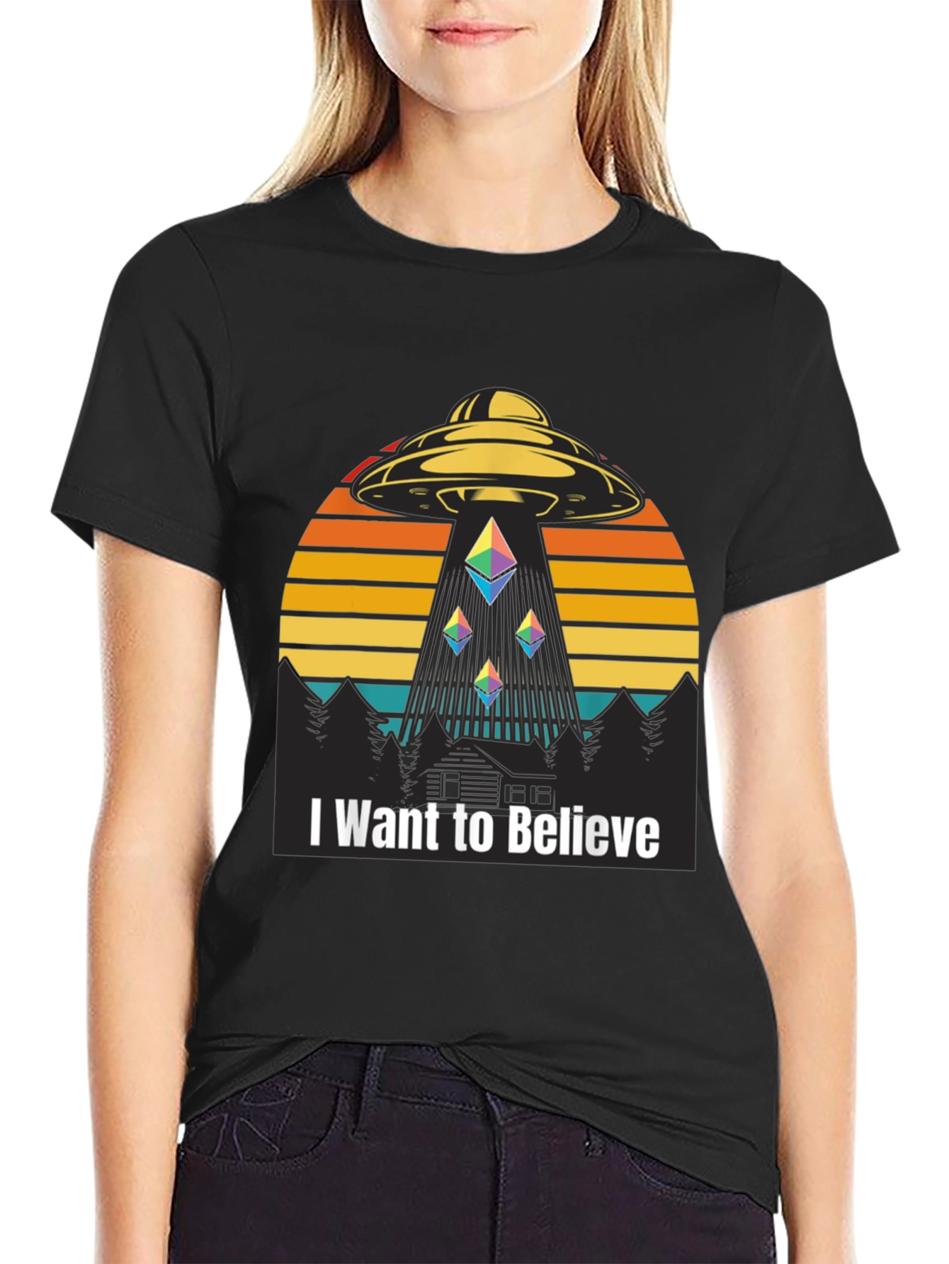 I Want To Believe Alien Abduction Ethereum Crypto T-Shirt