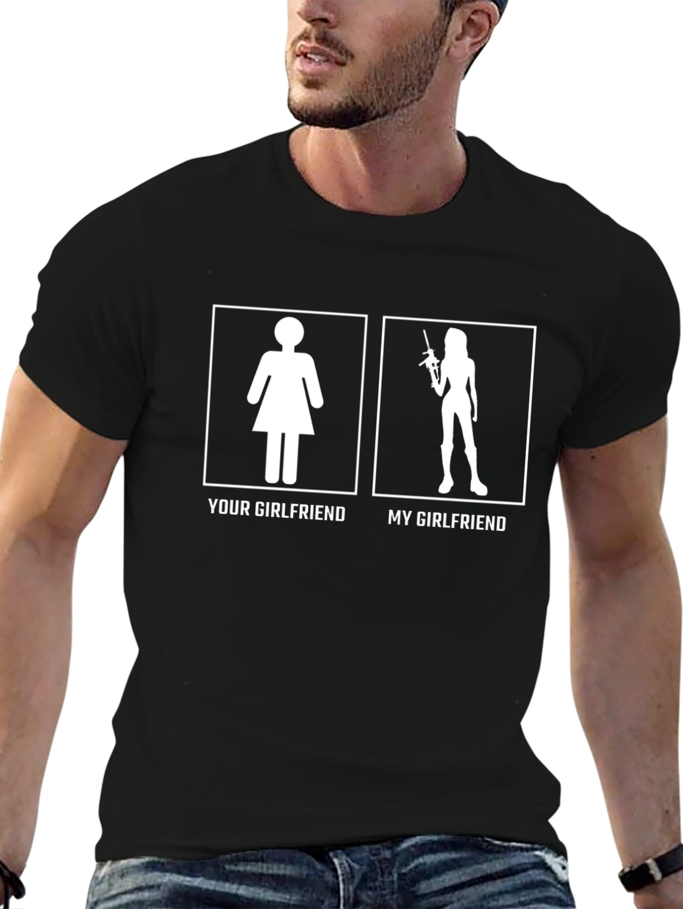 Humorous Your Girlfriend vs My Girlfriend Graphic Tee