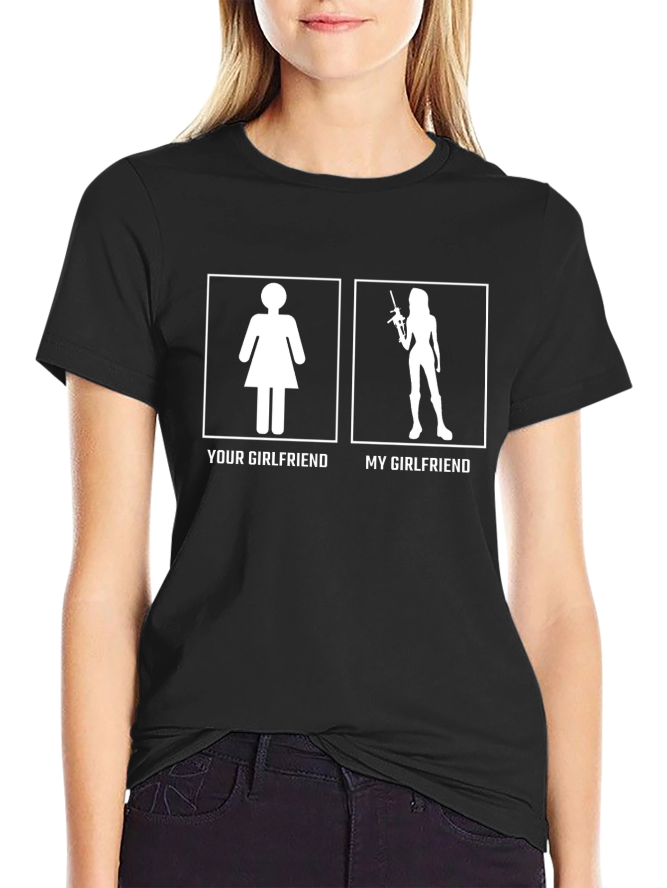 Humorous Your Girlfriend vs My Girlfriend Graphic Tee