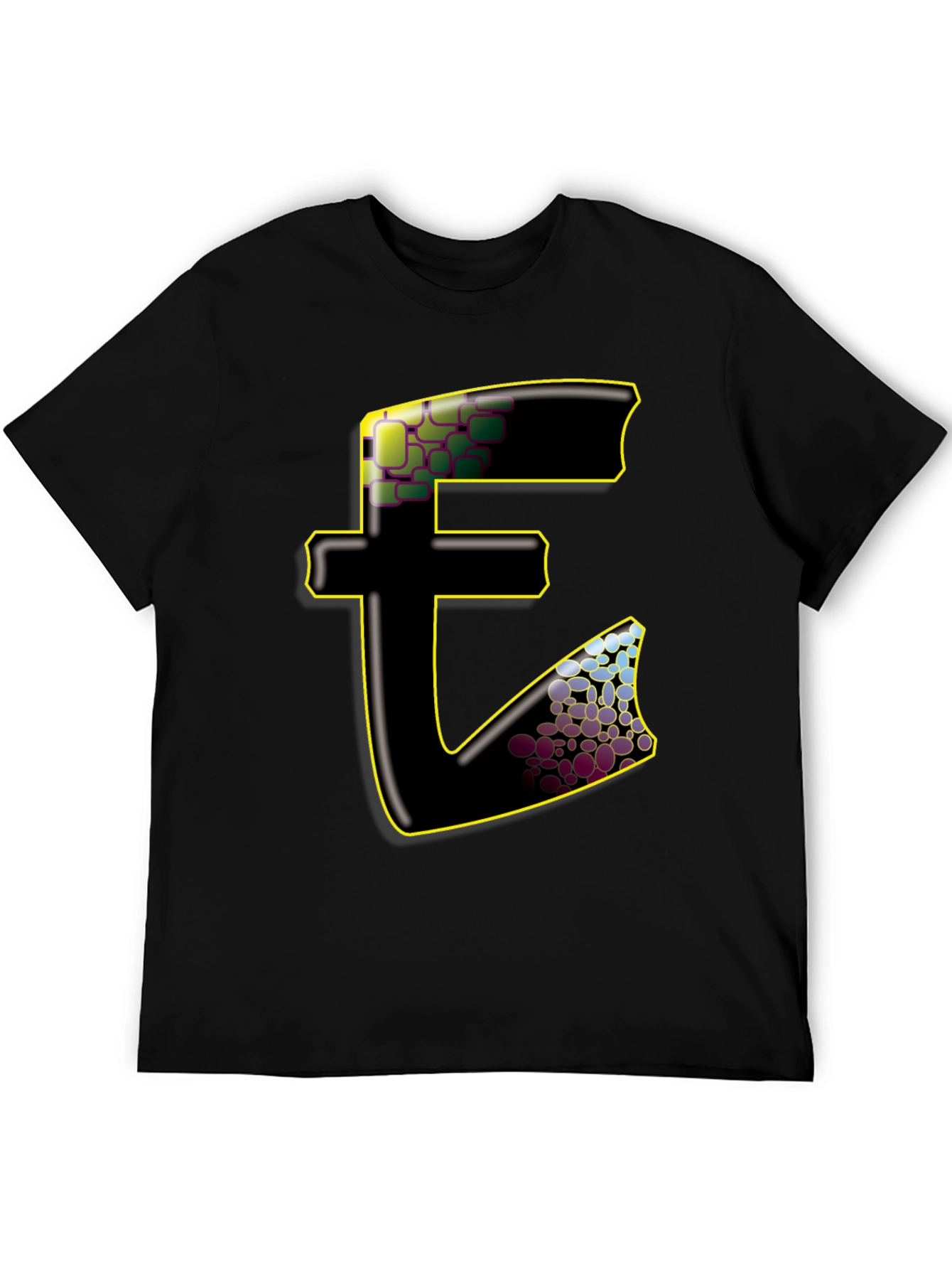 Abstract E Graphic Black T-Shirt