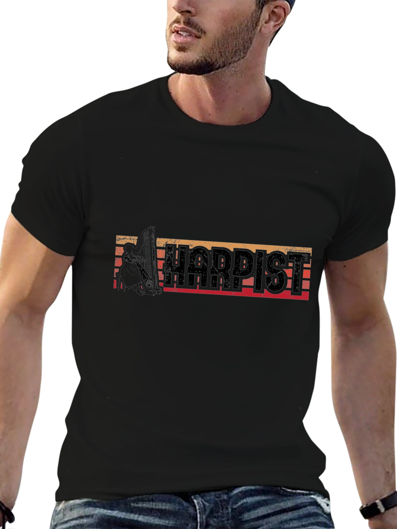 Harpist Retro T-Shirt Music Lover Tee