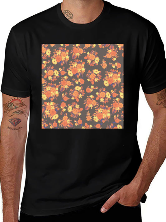 Floral Print Black T-Shirt - Stylish Mens Casual Wear
