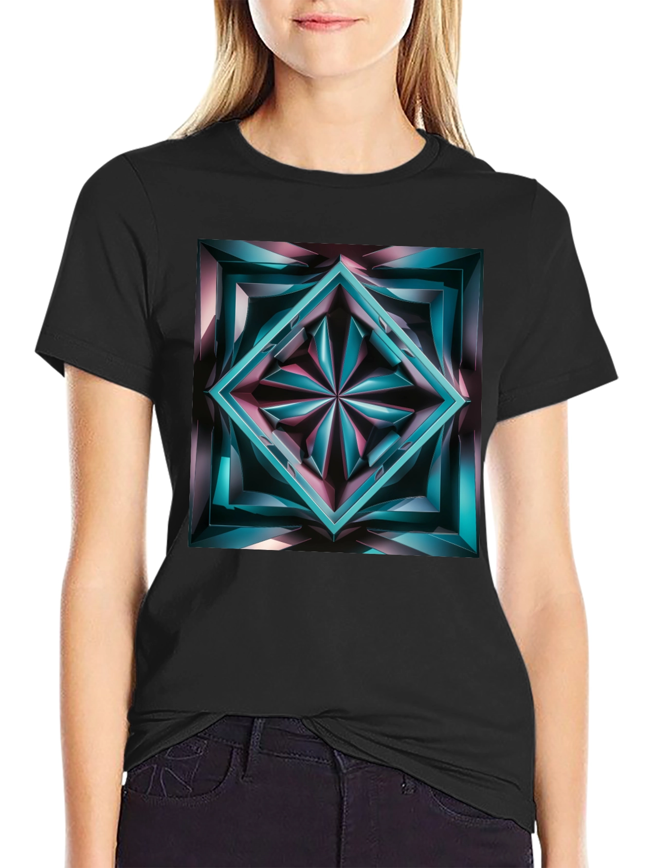 Abstract Jewel Graphic Black T-Shirt