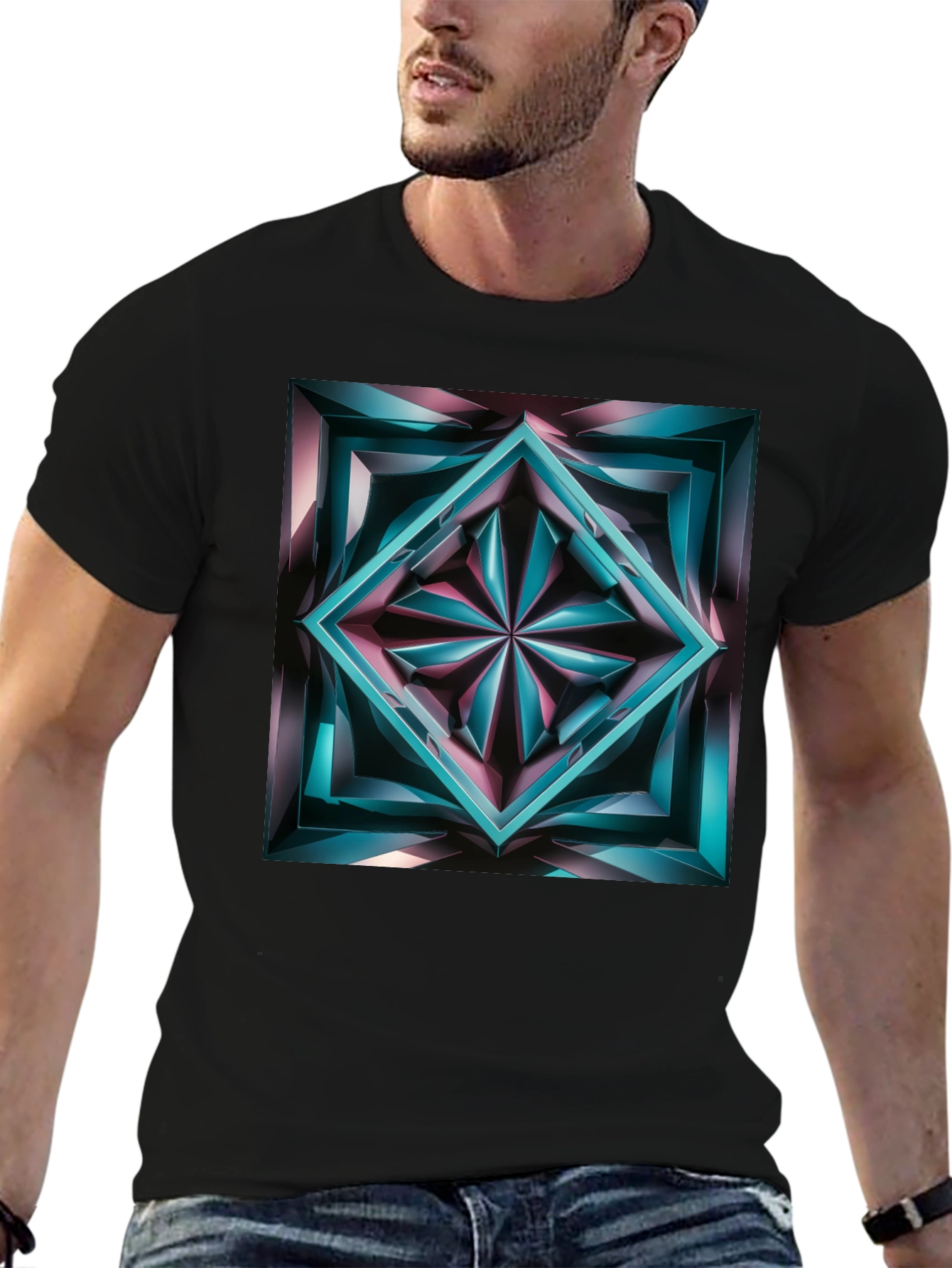 Abstract Jewel Graphic Black T-Shirt