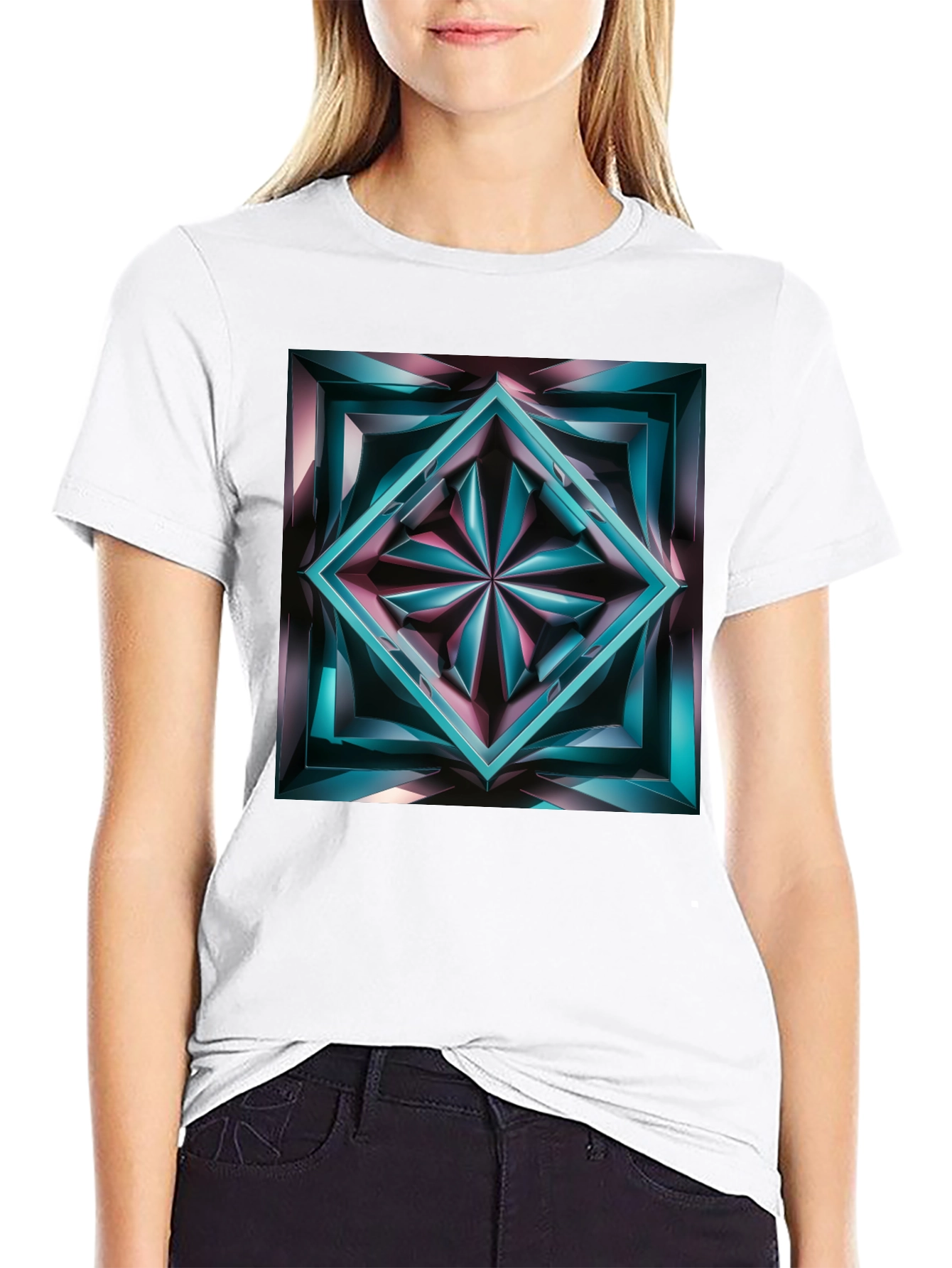 Abstract Jewel Graphic Black T-Shirt
