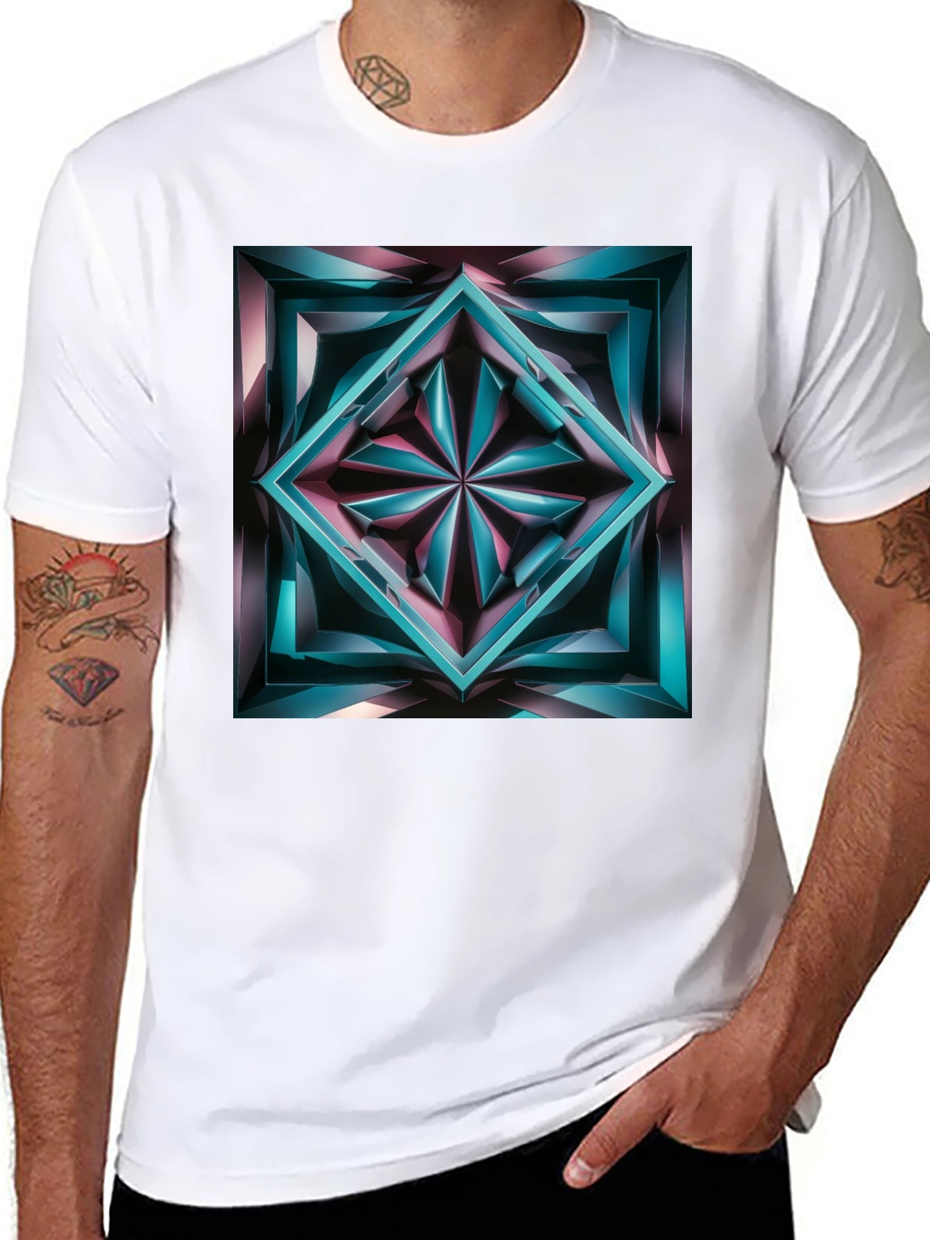 Abstract Jewel Graphic Black T-Shirt