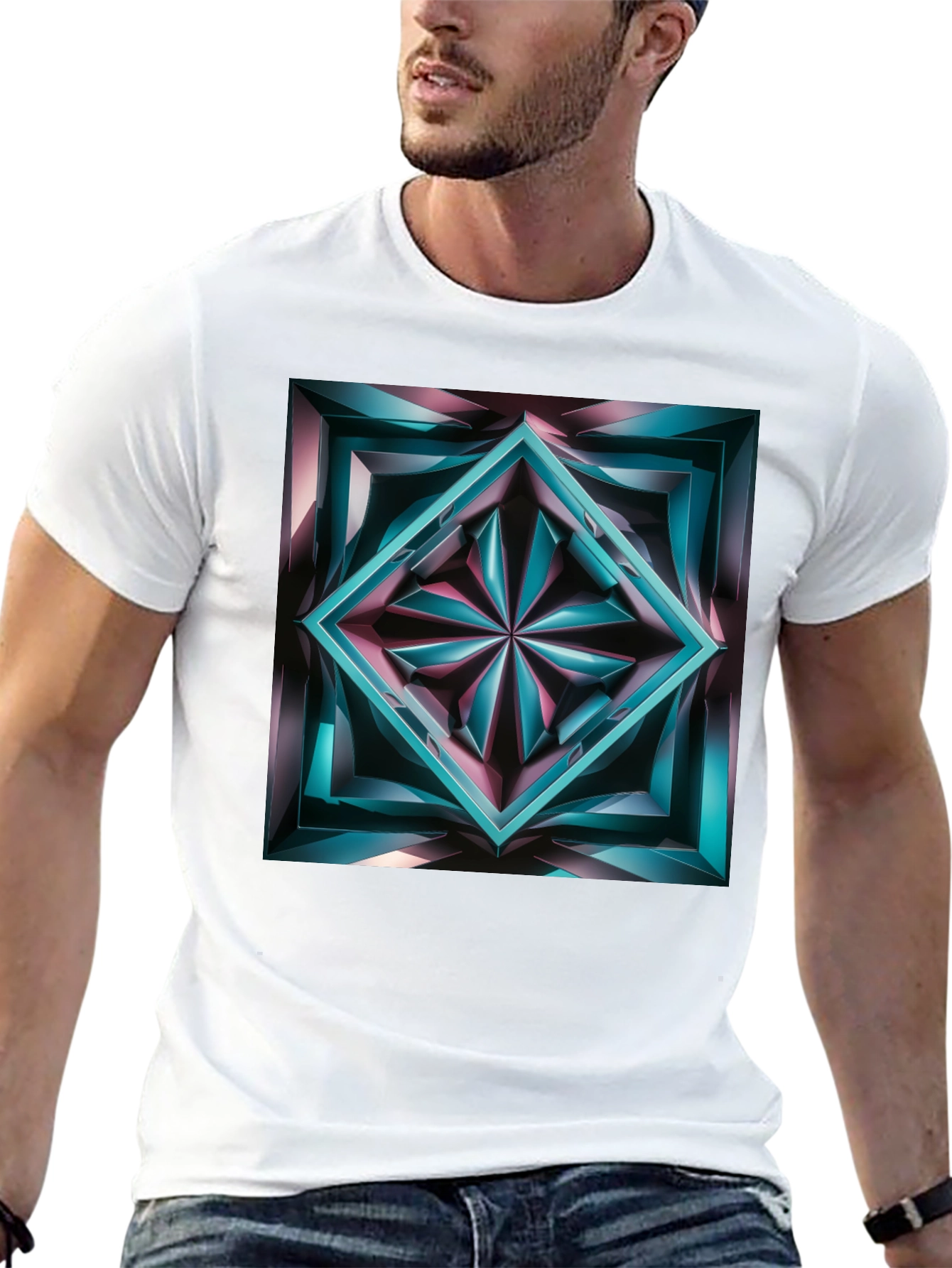 Abstract Jewel Graphic Black T-Shirt