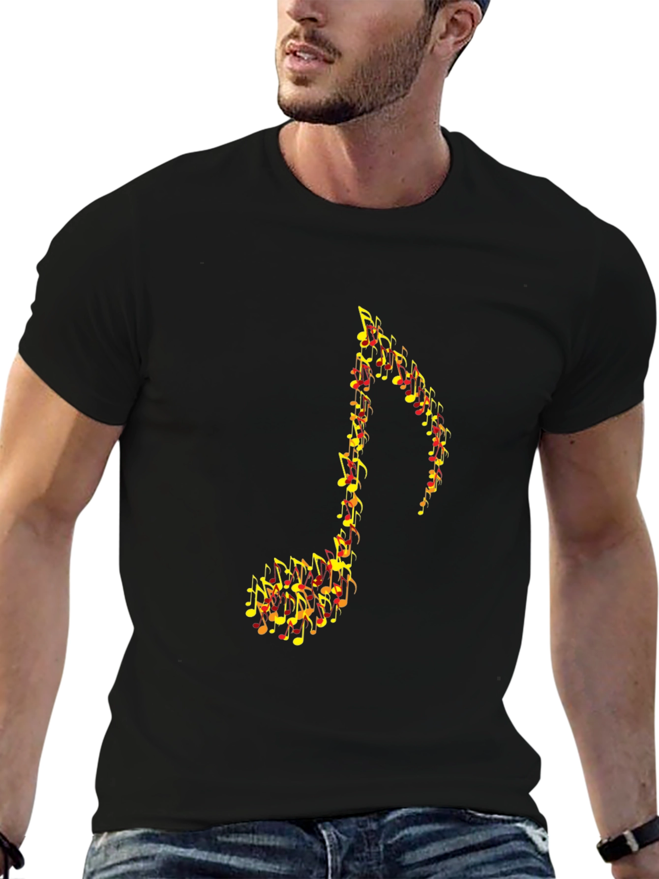 Music Note Graphic Black T-Shirt