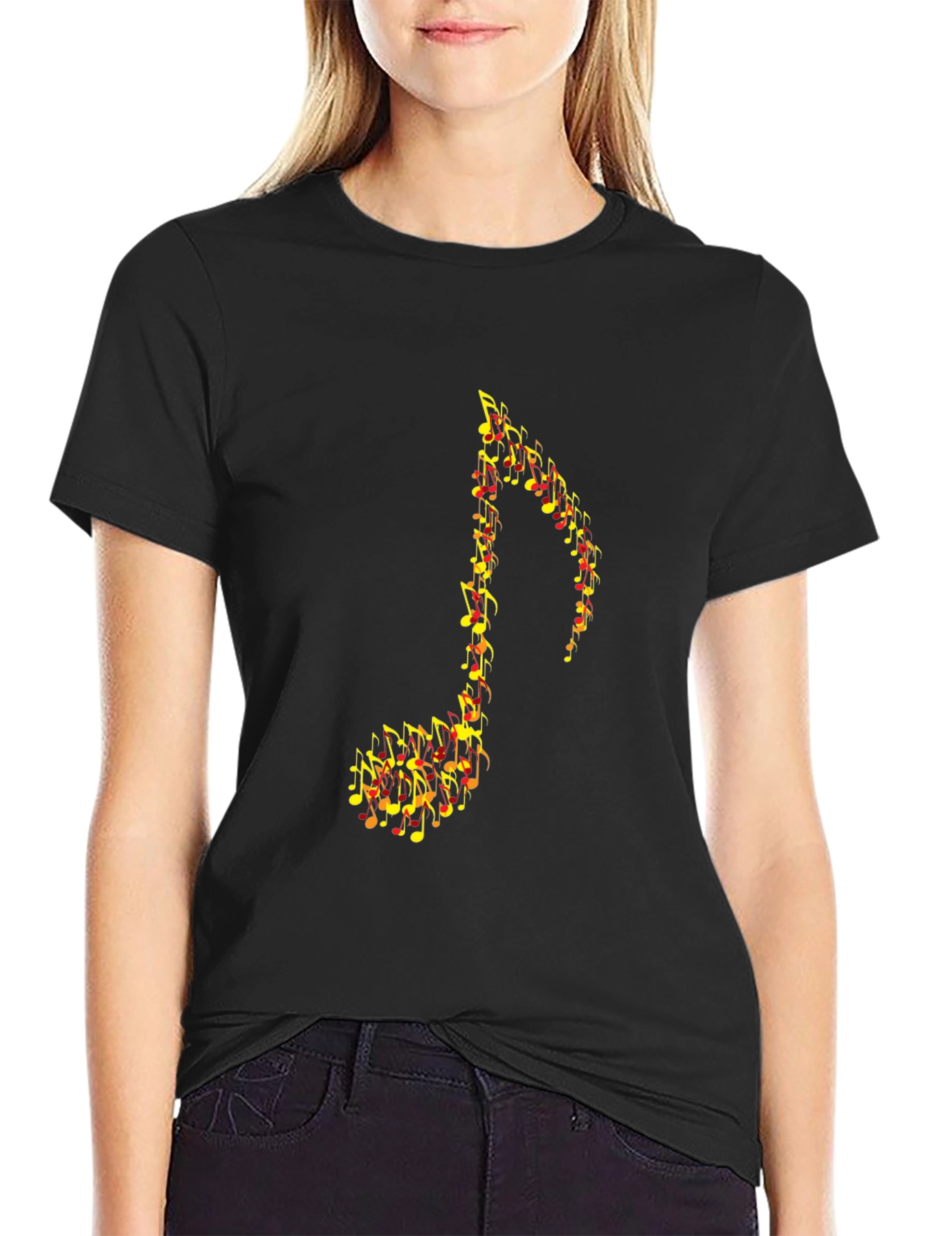 Music Note Graphic Black T-Shirt