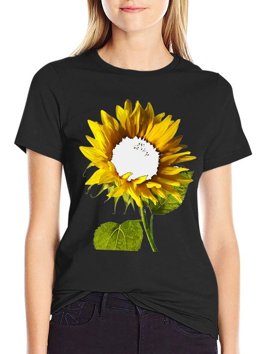 Sunflower Graphic Print T-Shirt - Casual Black Tee