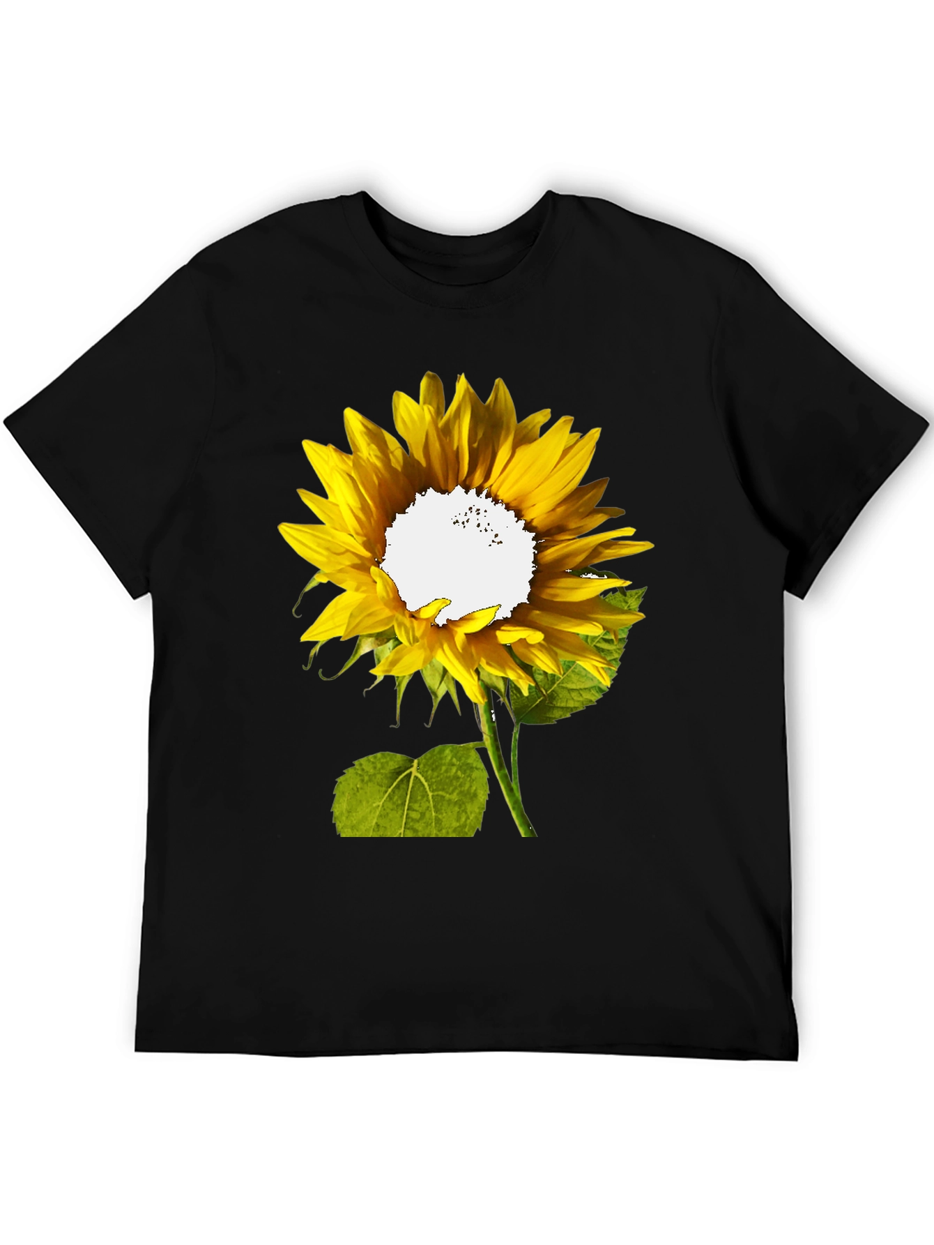 Sunflower Graphic Print T-Shirt - Casual Black Tee