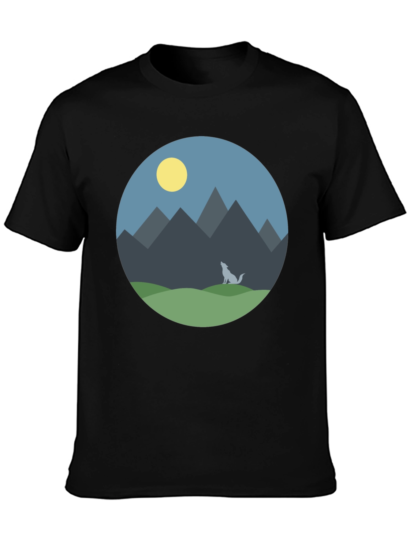 Mountain Wolf Graphic T-Shirt - Black