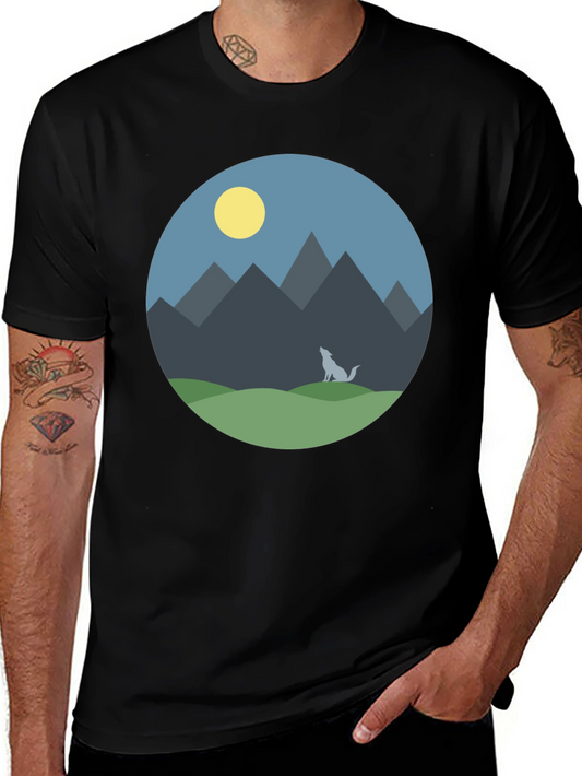 Mountain Wolf Graphic T-Shirt - Black