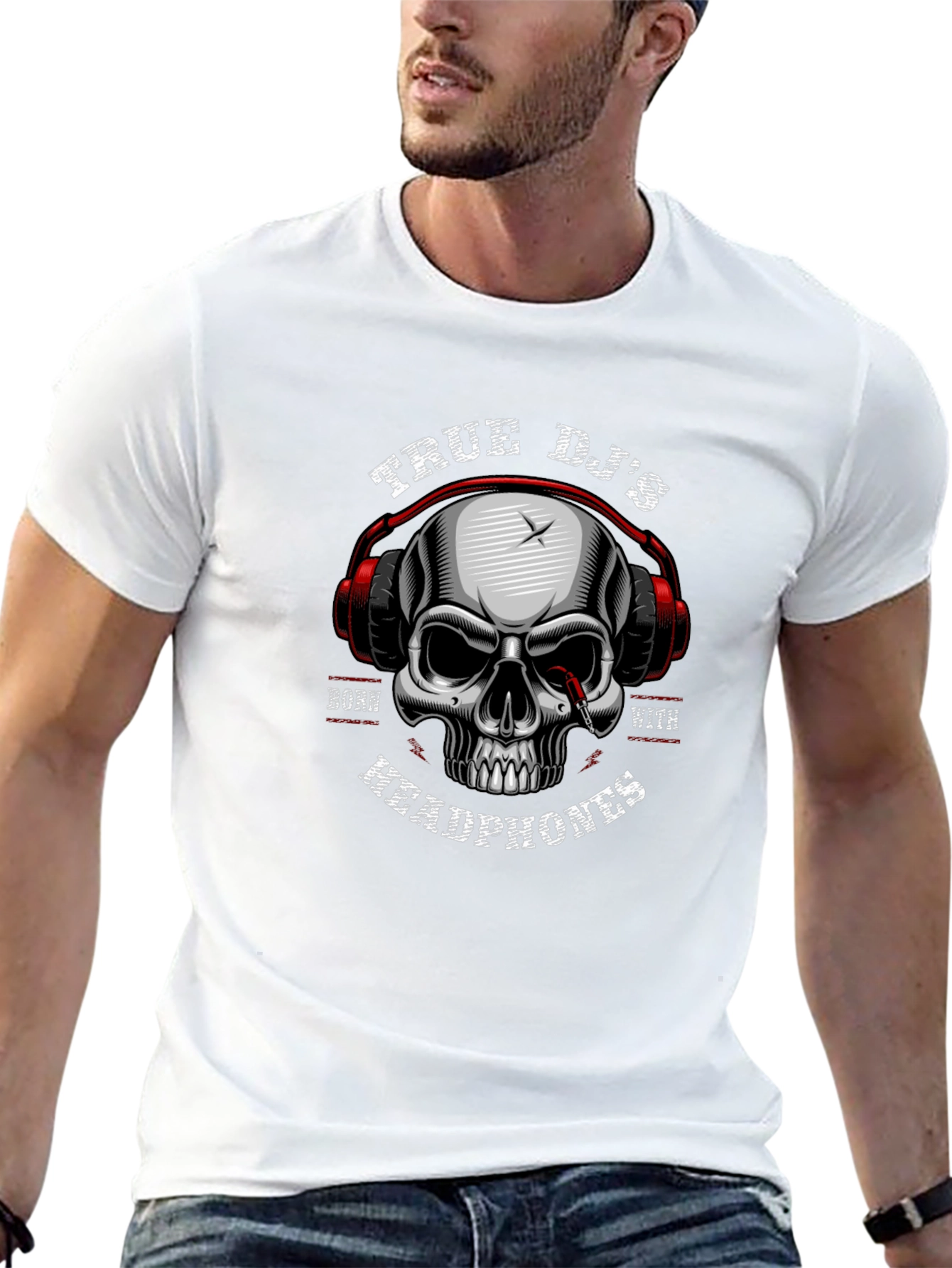True DJ Skull Headphones T-Shirt