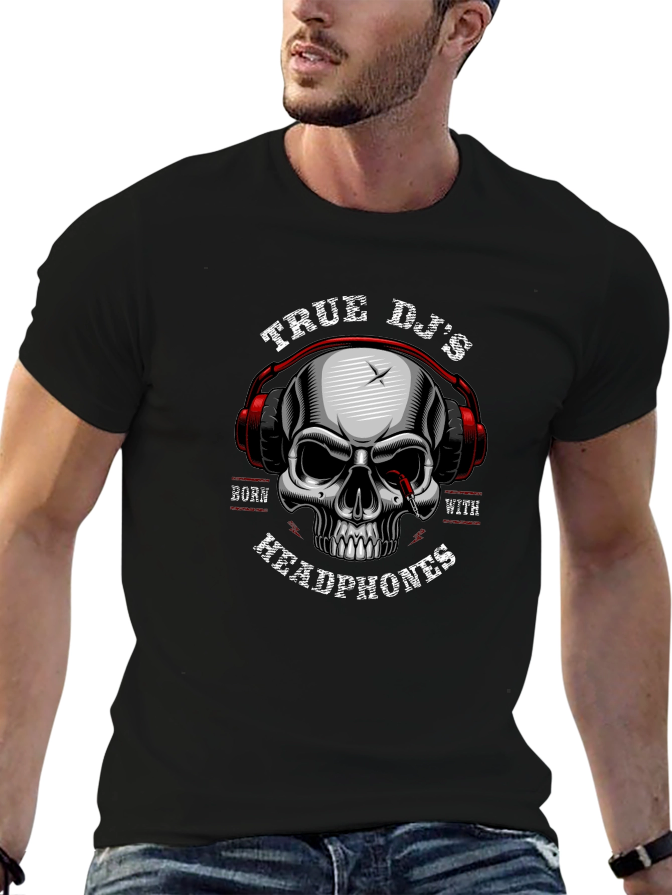 True DJ Skull Headphones T-Shirt