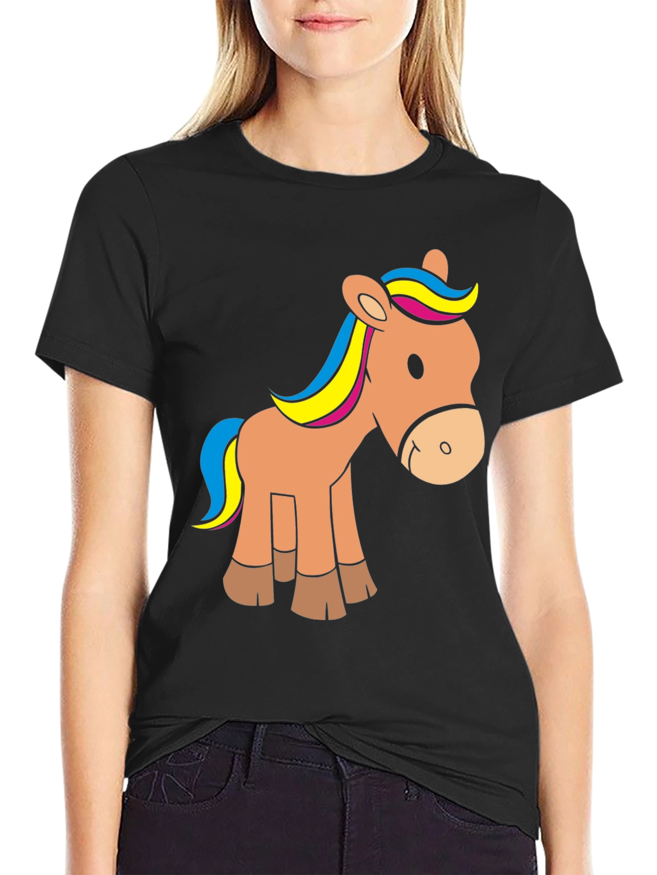 Cartoon Horse Graphic T-Shirt