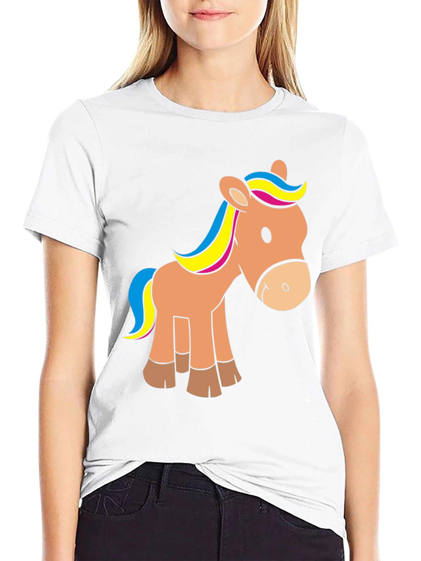 Cartoon Horse Graphic T-Shirt