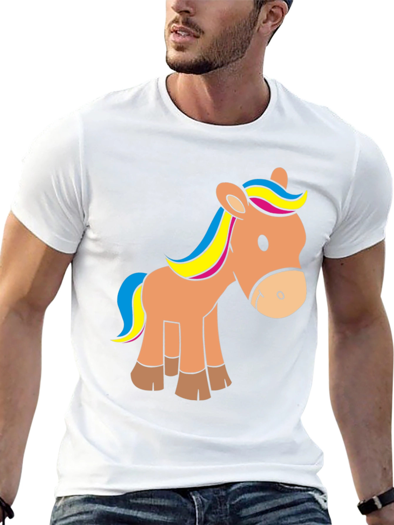 Cartoon Horse Graphic T-Shirt